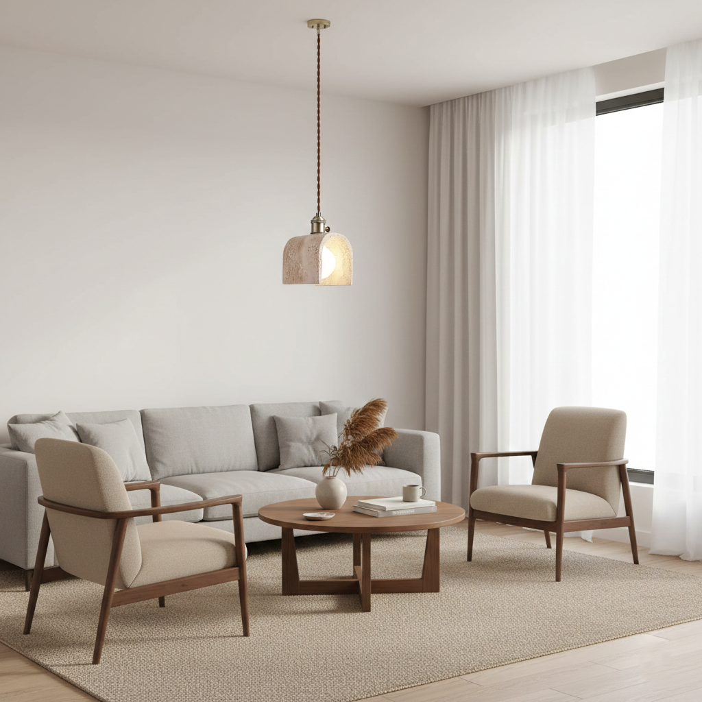 Alagusmo Minimalist Travertine Pendant Light T2116