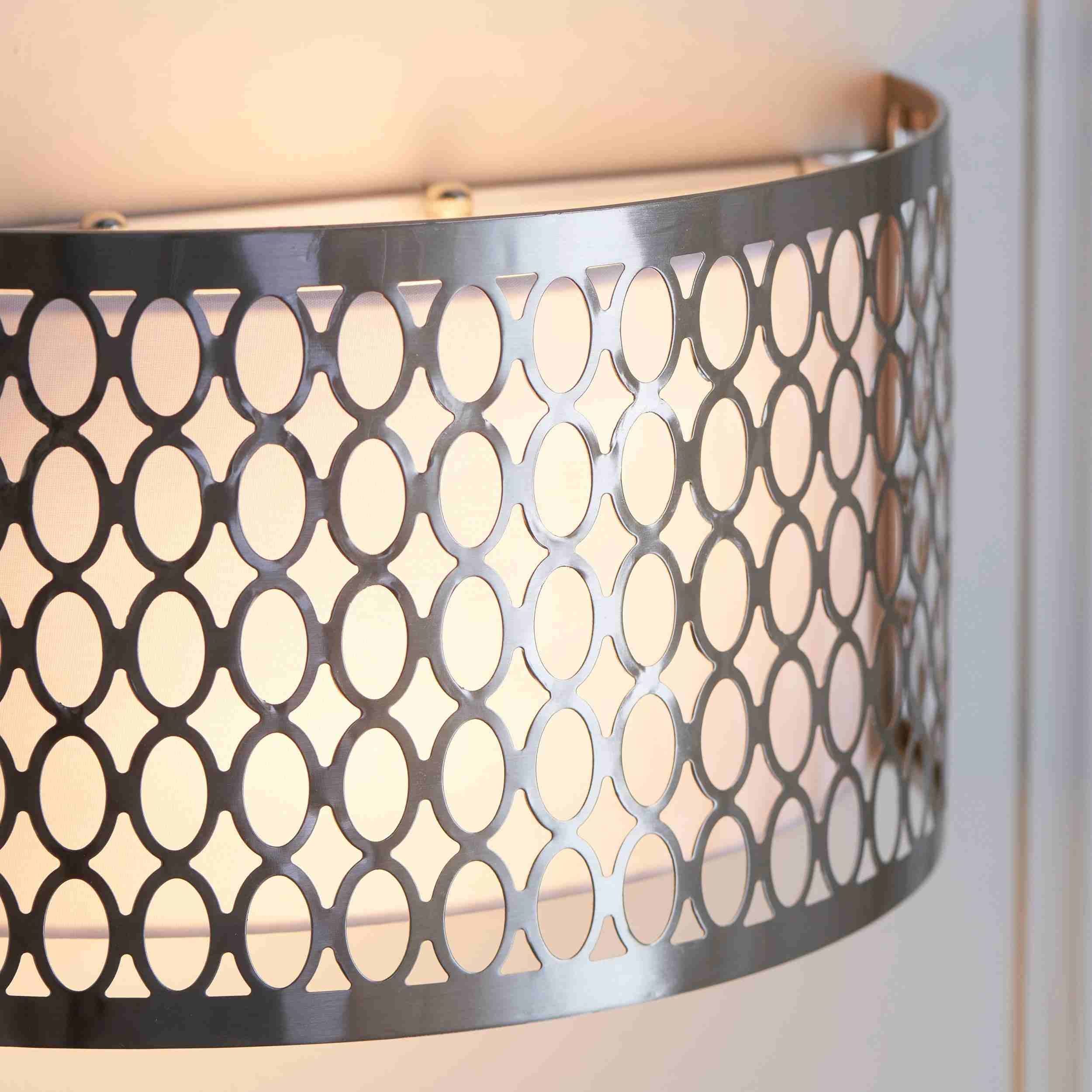 Liorin Fretwork Wall Light - Modern Curved Metal and Fabric Shade Sconce for Hallway or Bedroom T995