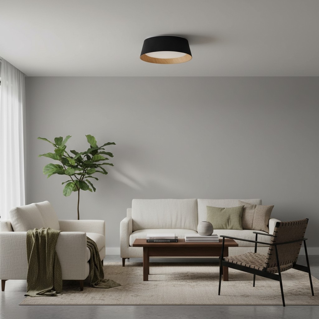 Ribravo Modern Ribbed Textured Shade Ceiling Lamp - Modern Minimalist Lamp for Living Room T1157