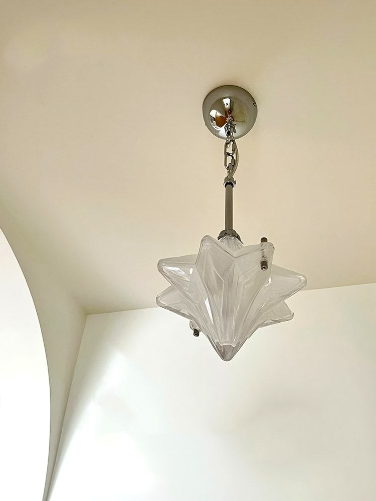Art Deco Astris Elara Star Pendant Light - Frosted Glass Pendant with Geometric Style T434