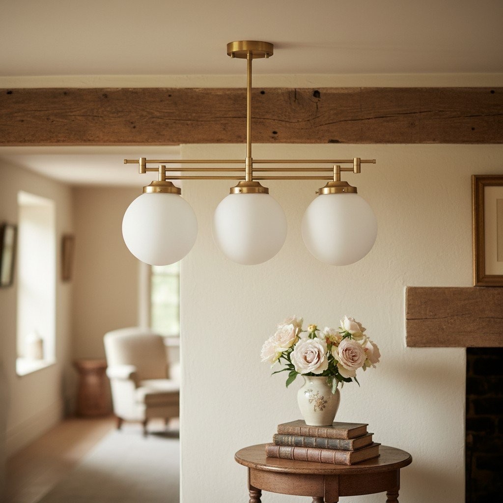 Glorica Glass Frosted Globe Pendant Light - Art Deco Hanging Light for Home T342