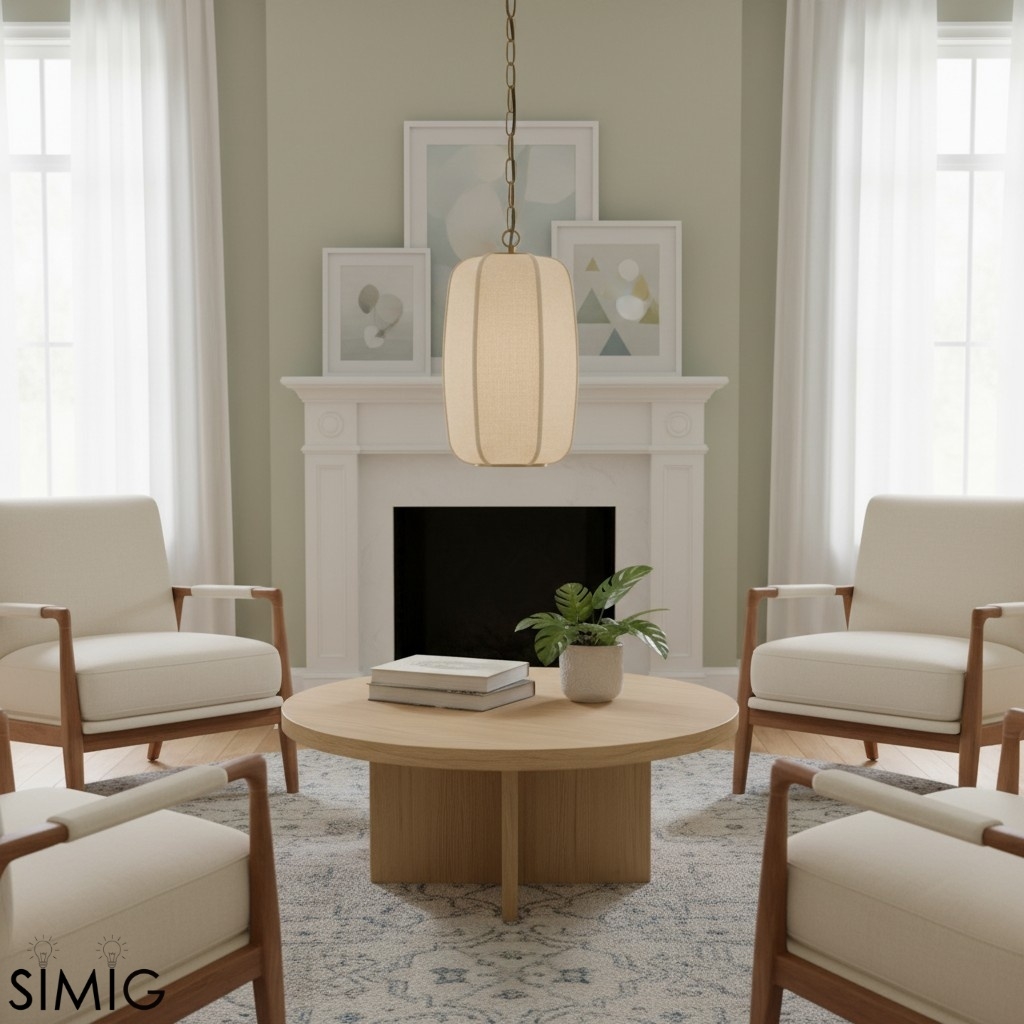 Loomis Textured Linen Drum Pendant - Modern Light for Kitchen Island T481