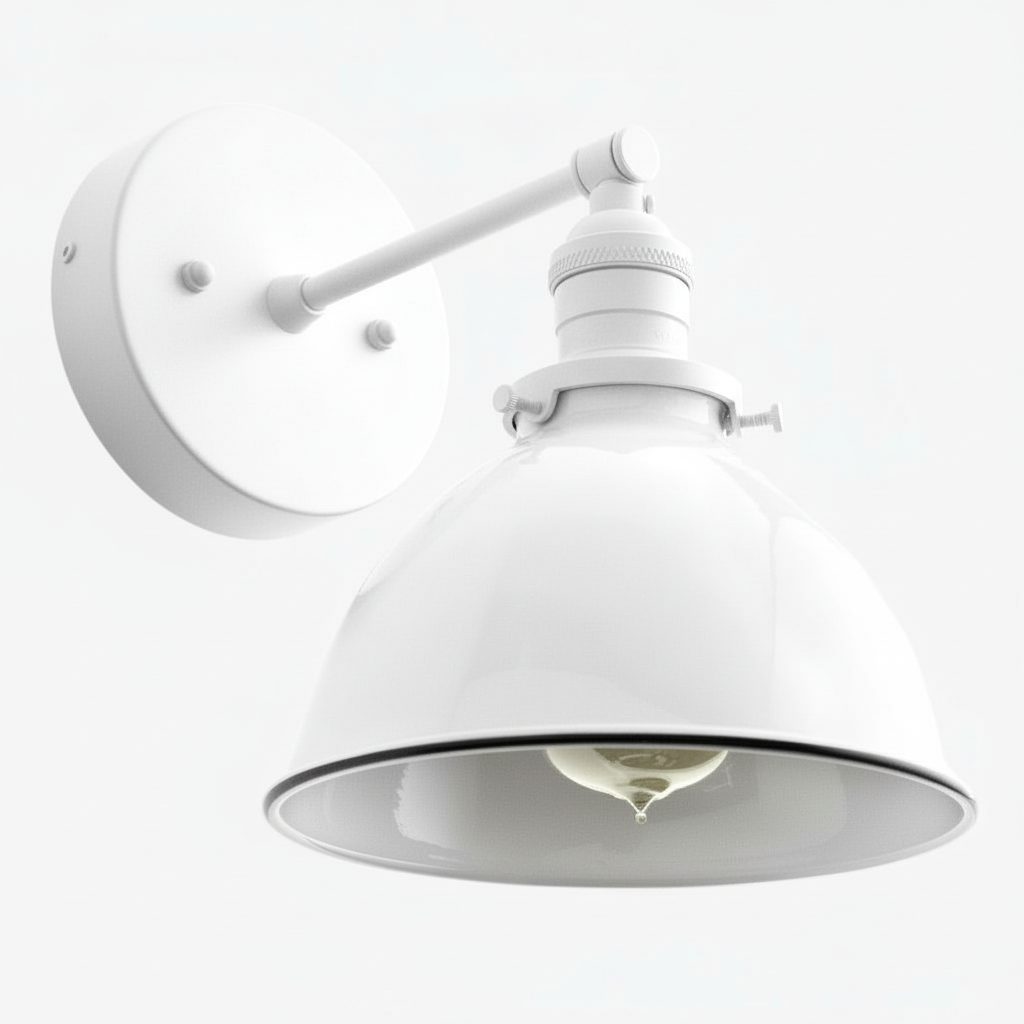 Conique Metal  Wall Sconce - White Metal Shade - Industrial Modern Lighting T307