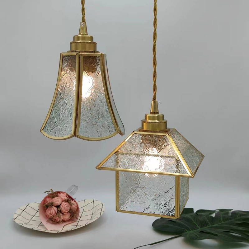 Japanese Vintage Begonia Glass Pendant Light