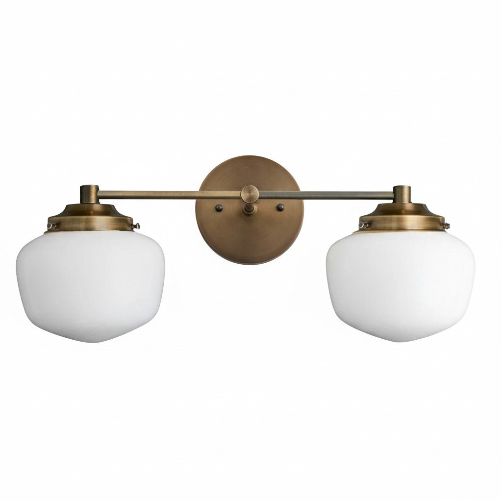 Opalume Glass Art Deco Vanity Light - Bathroom Wall Sconce with White Glass Shades T306