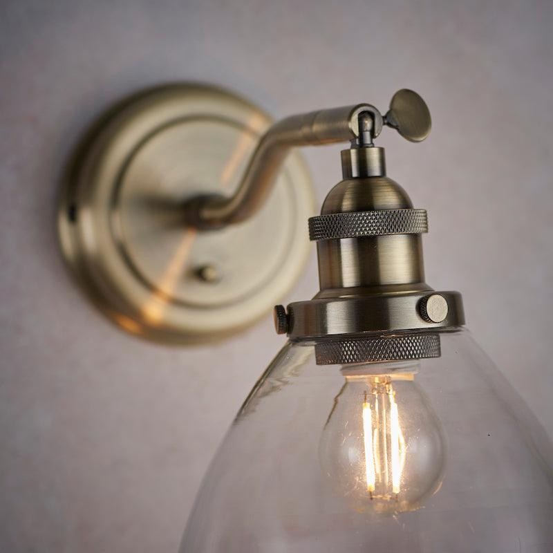 Adjustable Hansen Brass Wall Sconce - Clear Glass Design T470