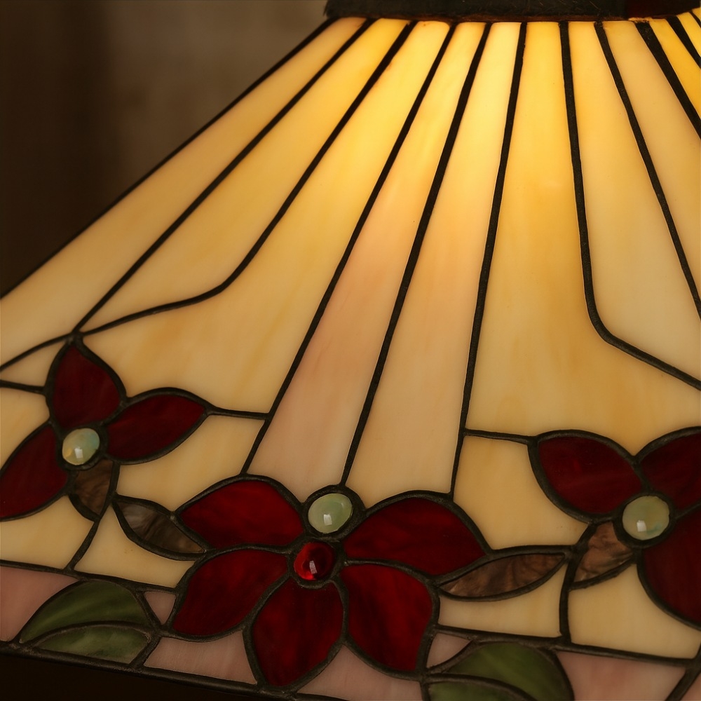 TF Camillo Classic Patterned Pendant Light - Stained Glass Lamp for Bedroom or Hallway T817