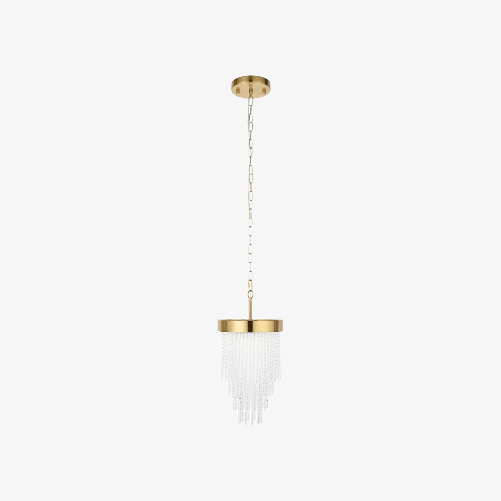 Cavara Multi-Tier Glass Rod Chandelie - Tiered Brass Pendant for Dining and Entry T883
