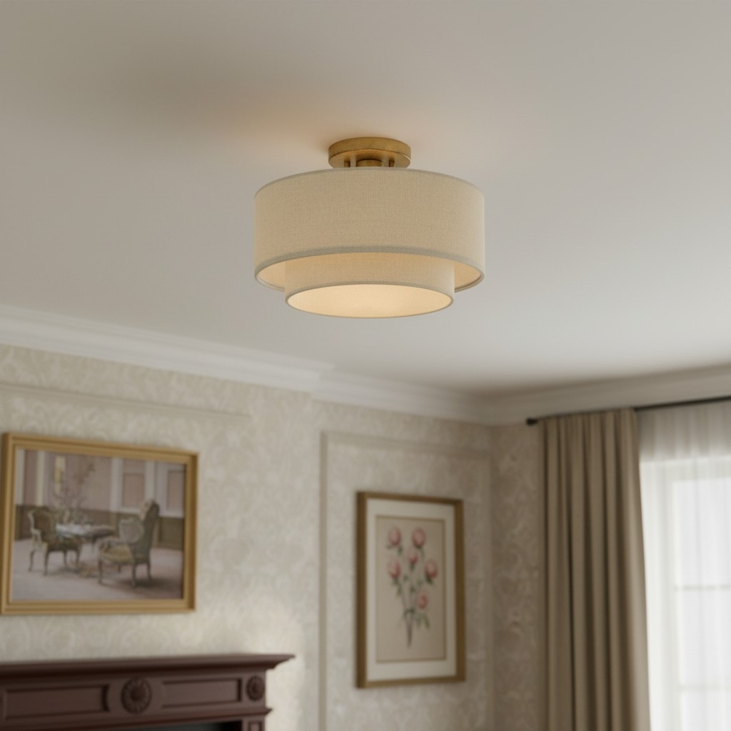 Lumeris Elegant Linen Blend Design Ceiling Light with Modern Style for Living Room T1224