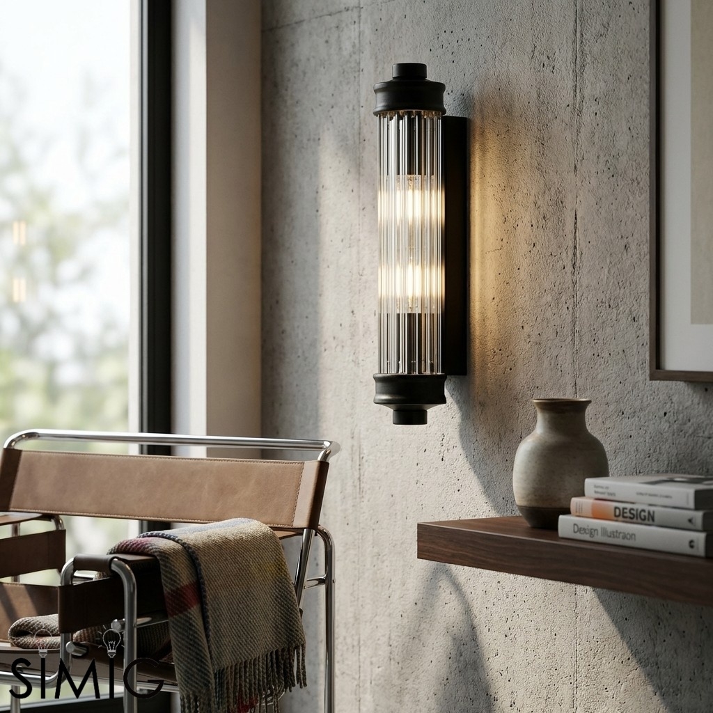 Bravira Ribbed Cylindrical Glass Sconce - Nordic Modern Wall Light U03