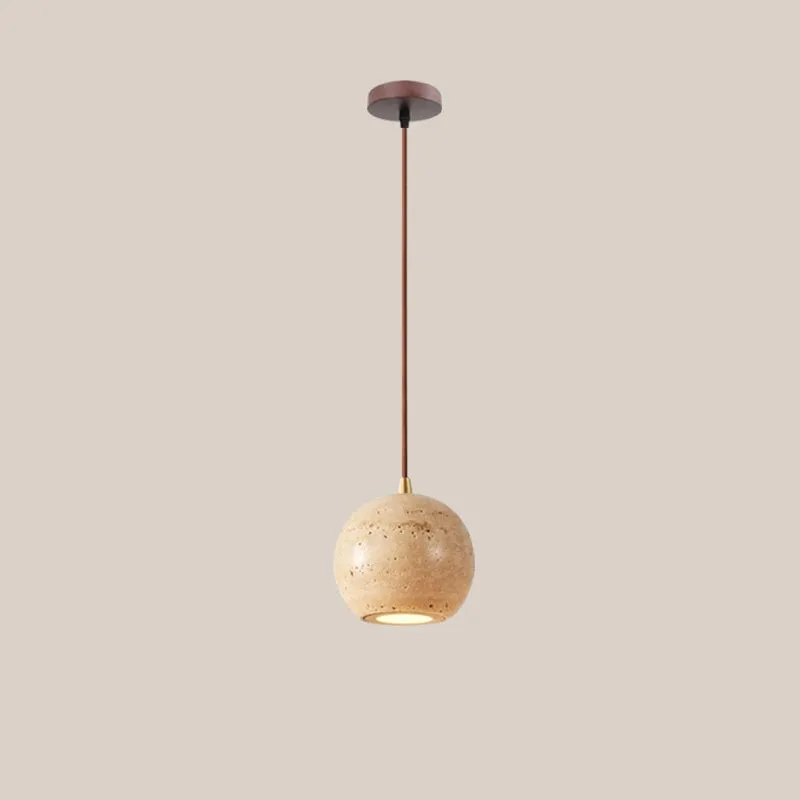 Natural Stone Wood Pendant Light - Minimalist Japanese Dining Lamp M08