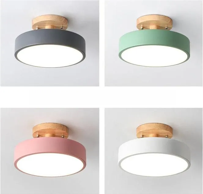 Nordic Macaroon Wooden Round Ceiling Lamp S90
