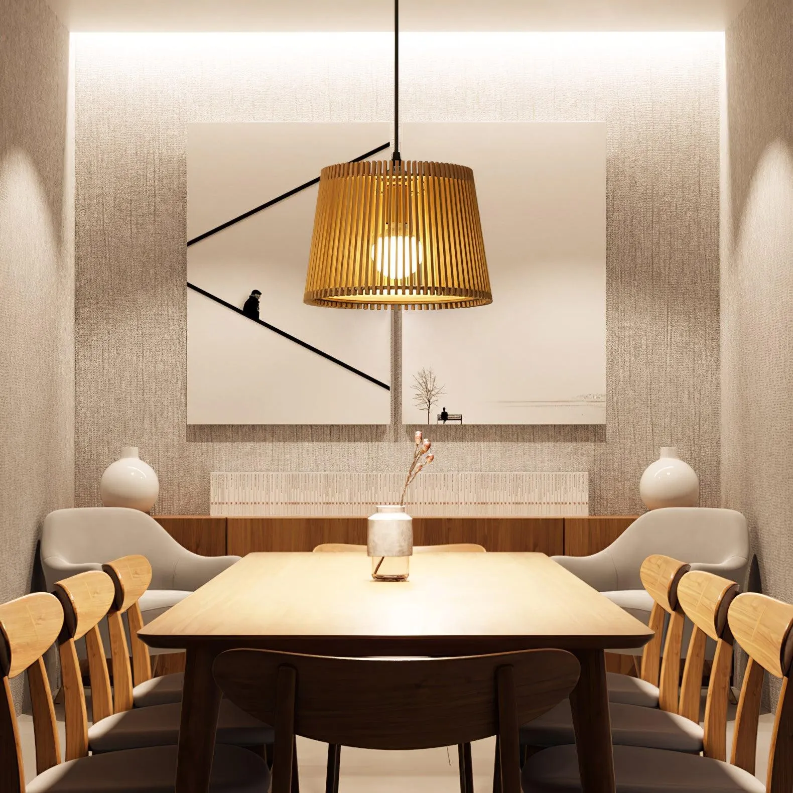 Wooden Log Color Cage Pendant Light M319