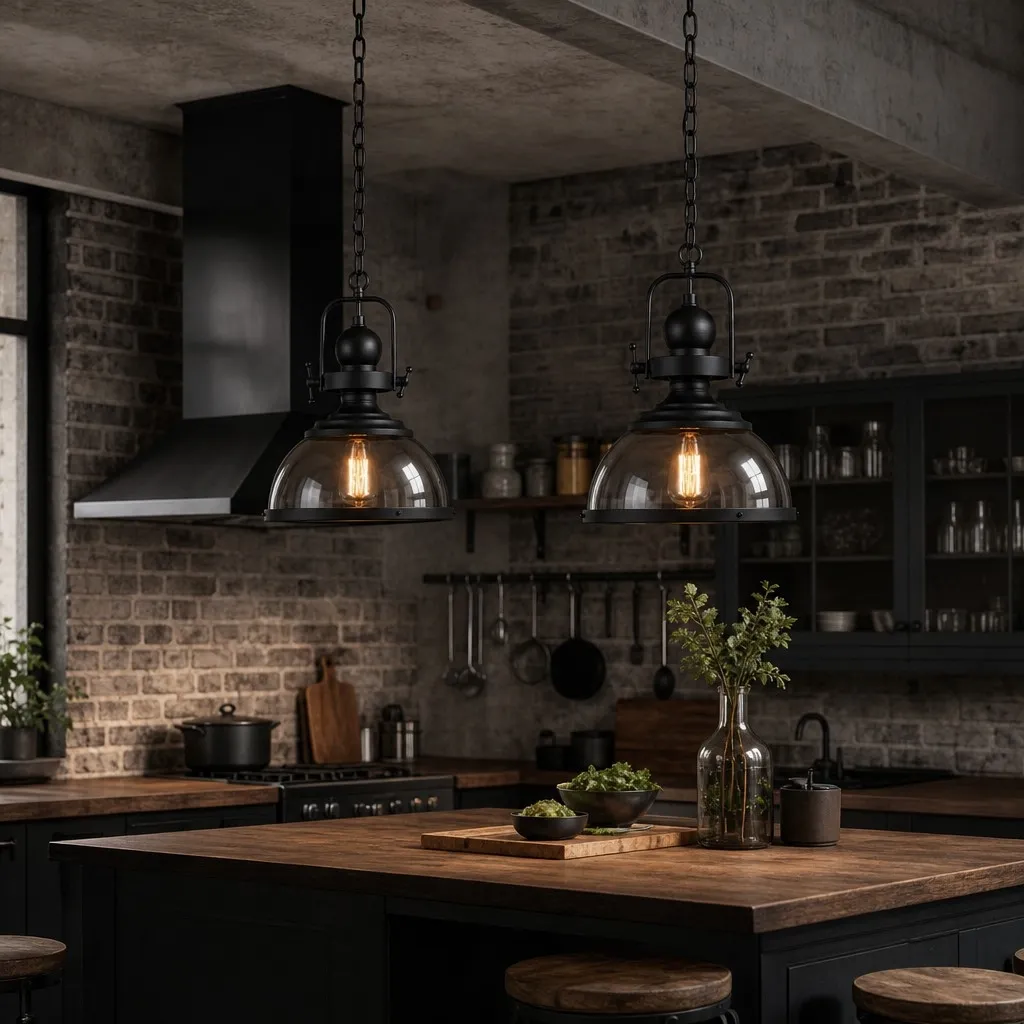 Ivoran Industrial Metal Smoky Glass Pendant Lamp - Suitable for Kitchen Island T2245