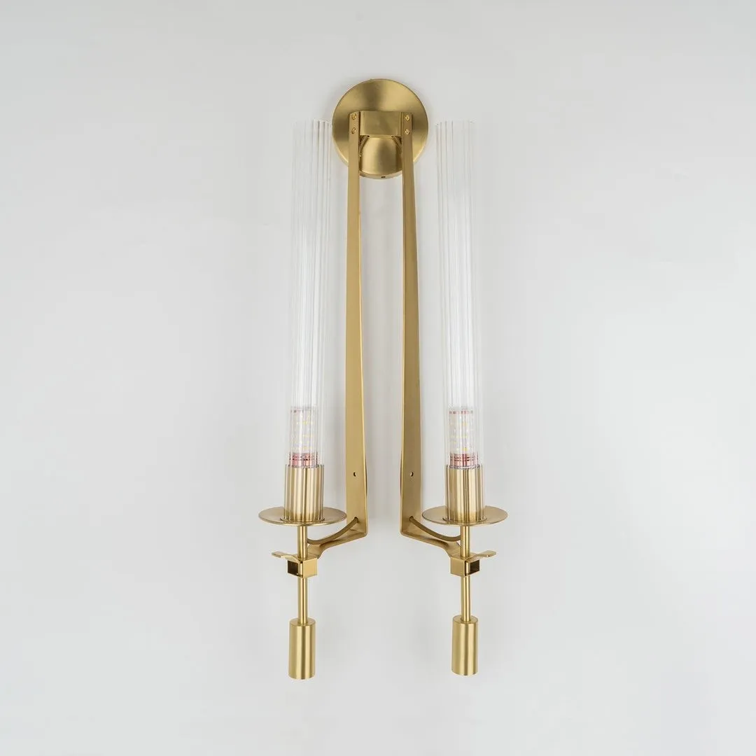 Ribbed Glass Wall Lamp with Slim Metal Base – Classic Meets Modern S229