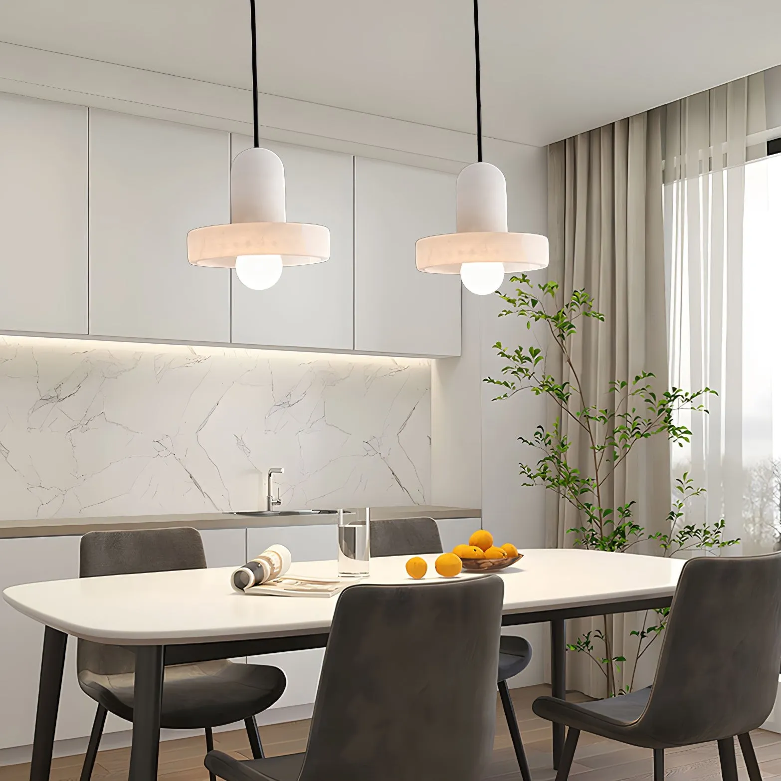 Elegant Creative White Alabaster Pendant Light G10