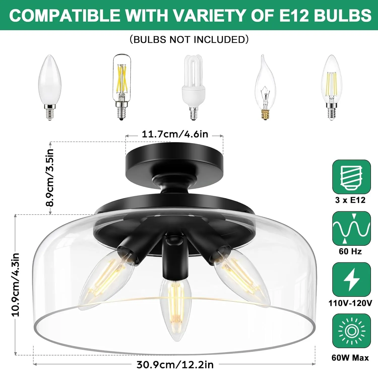 Retro Pattern Glass Semi-recessed Ceiling Lamp S203
