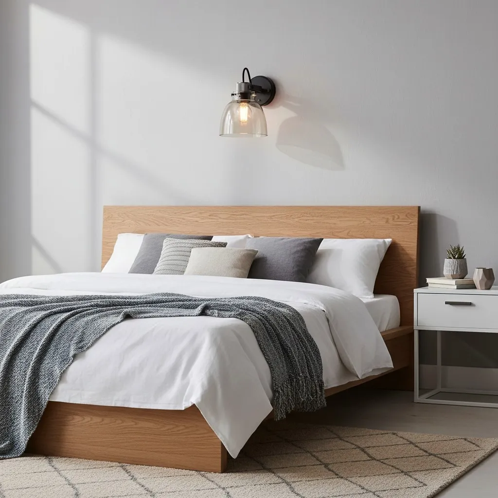 Readium Modern Glass-Shaded Wall Lamp - Adjustable Head for Bedrooms and Hallways T873