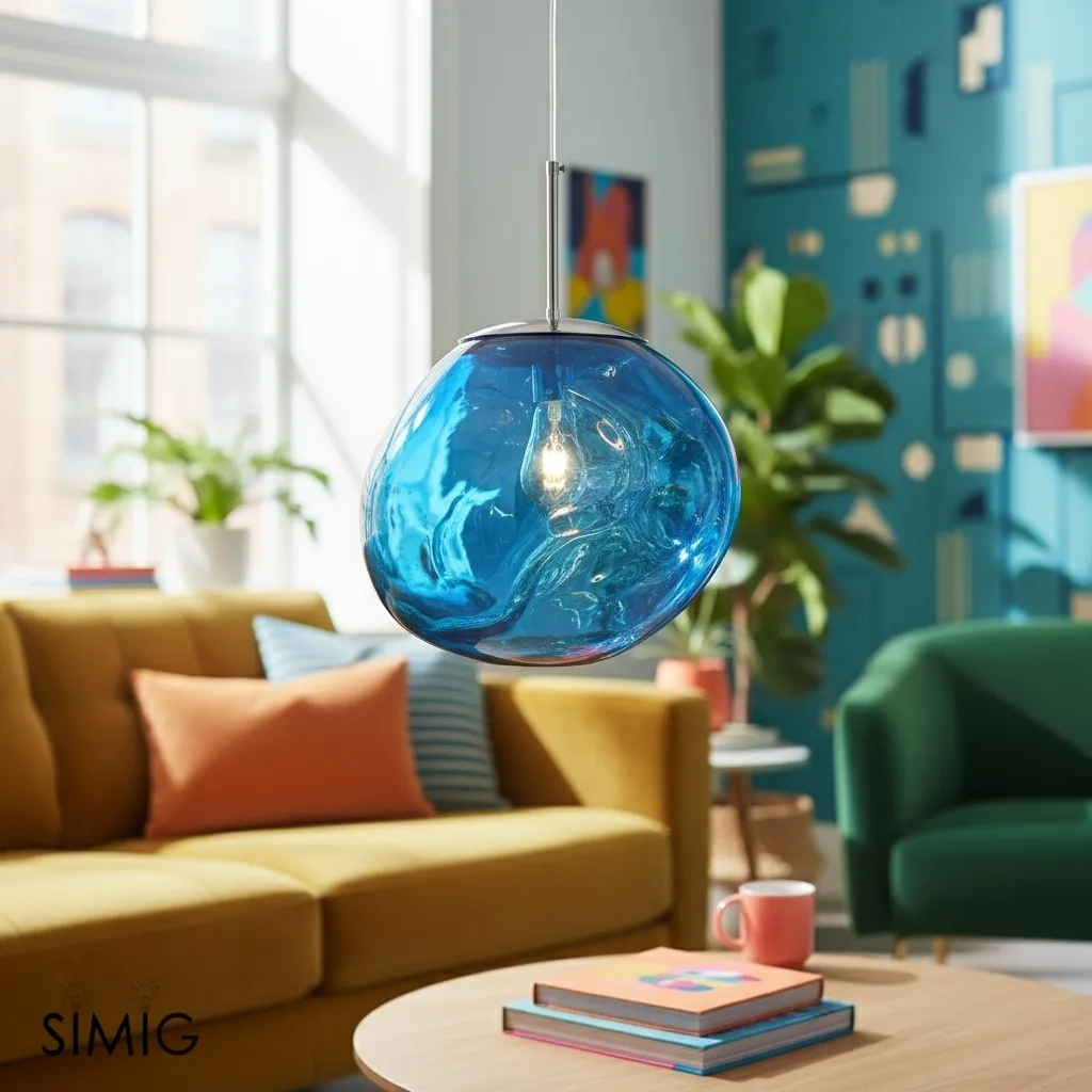 Glass Dynamic Pendant Light - Artistic Metallic Glow Pendant for Dining Area S54