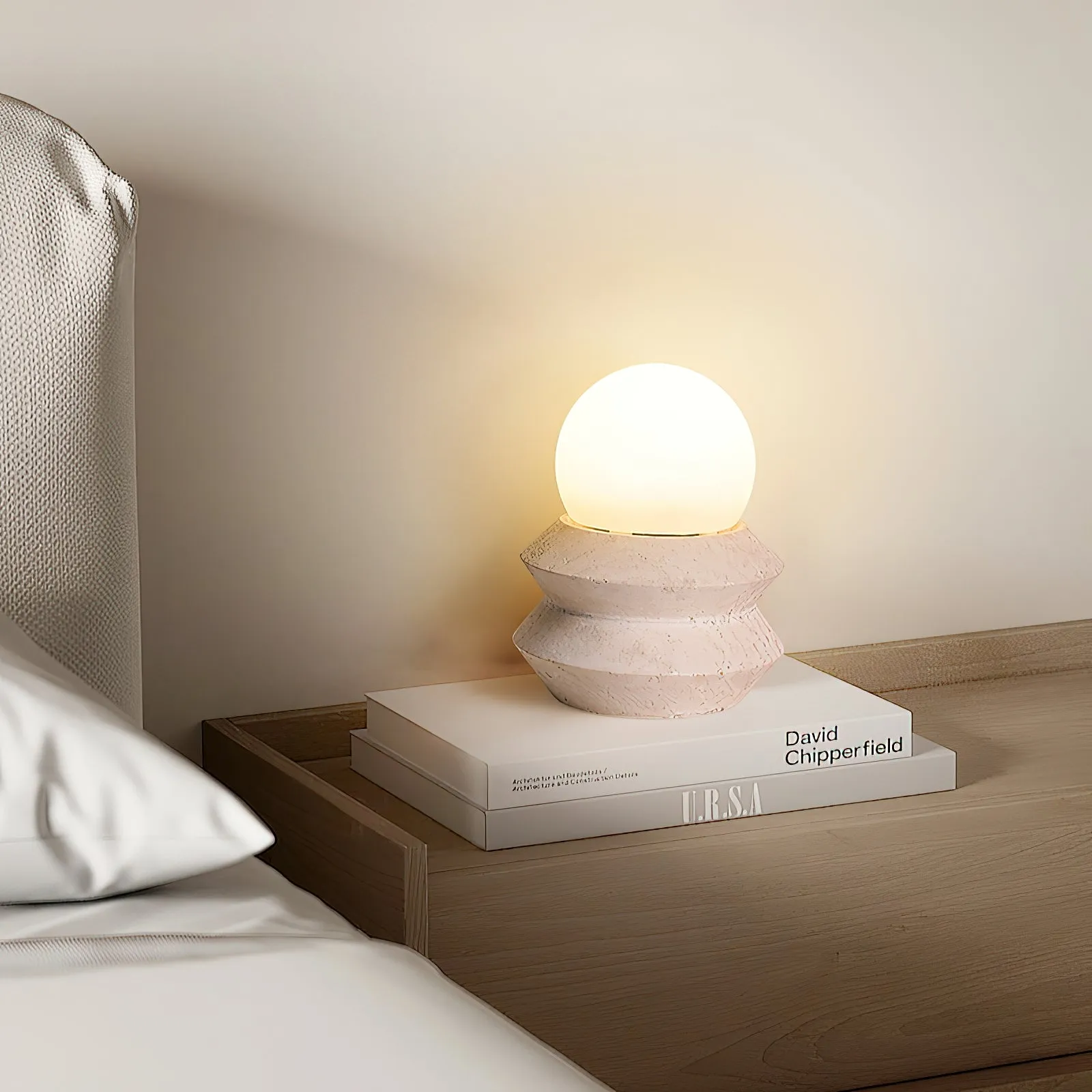 Fin Travertine Table Lamp (Built-in Battery) T1884