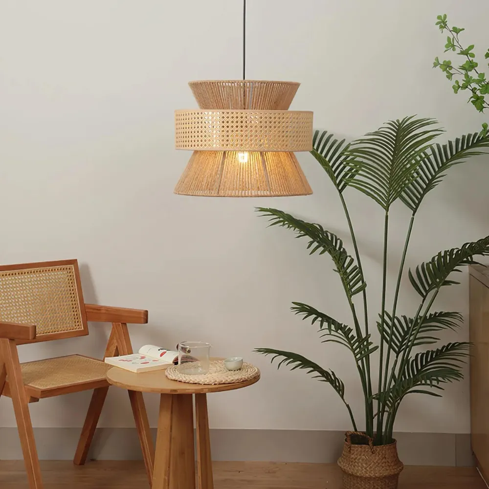 Handwoven Hemp Rope Rattan Veil Pendant Light T2037