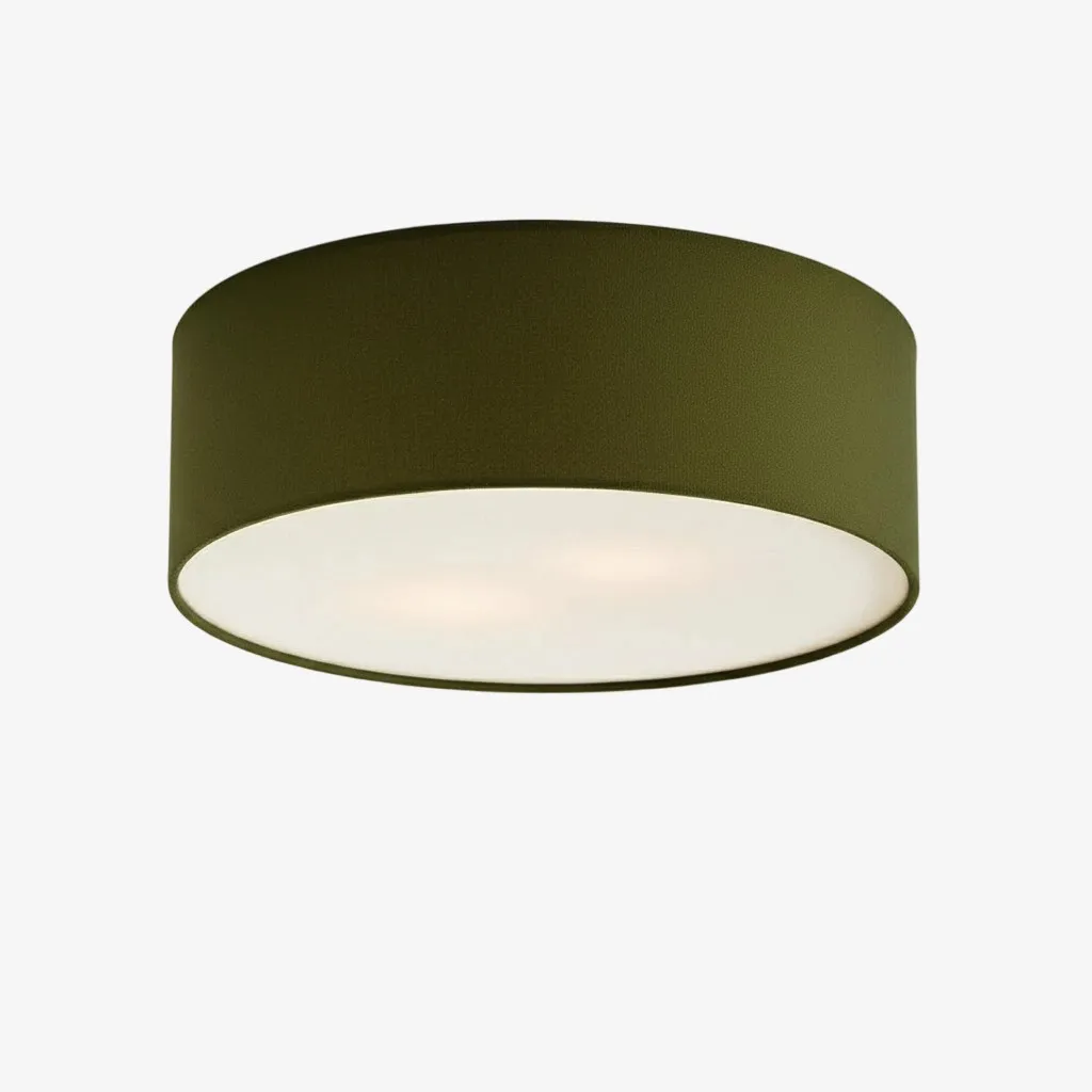 Dumora Linen Drum Ceiling Light – Modern Flush Mount Design T001