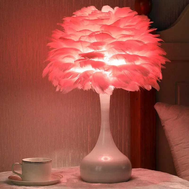Modern Feather Table Lamp for Bedroom
