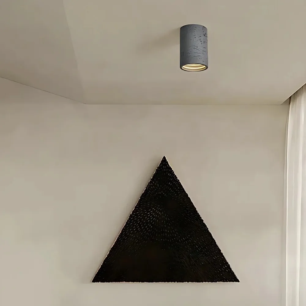 Cylindrical Ceiling Light - Modern Travertine Living Room M72