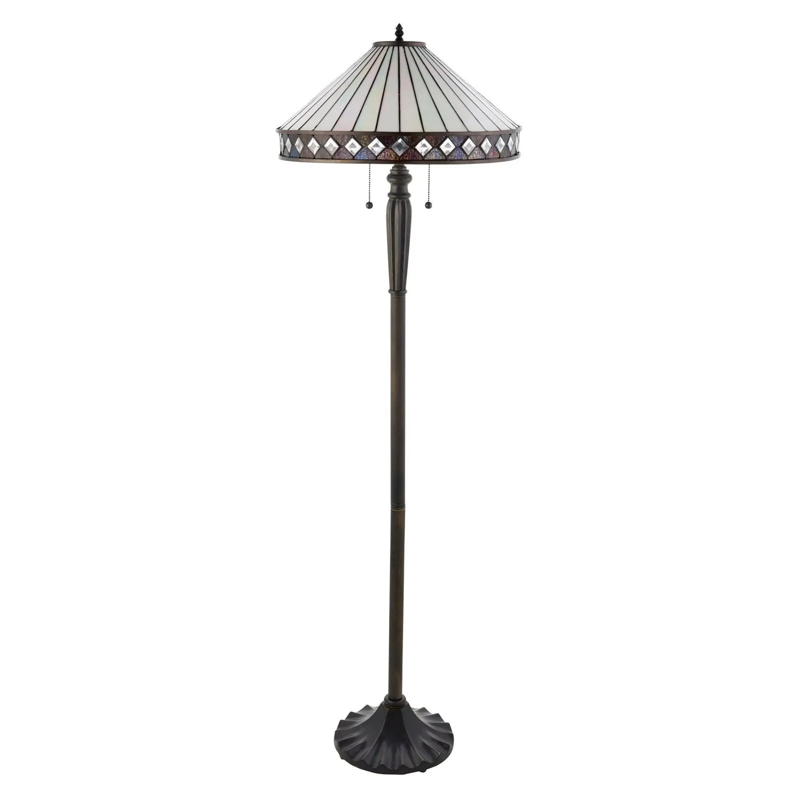 TF Fargo Geometric Glass Tiffany Lamp - Art Deco Table or Floor Light T643