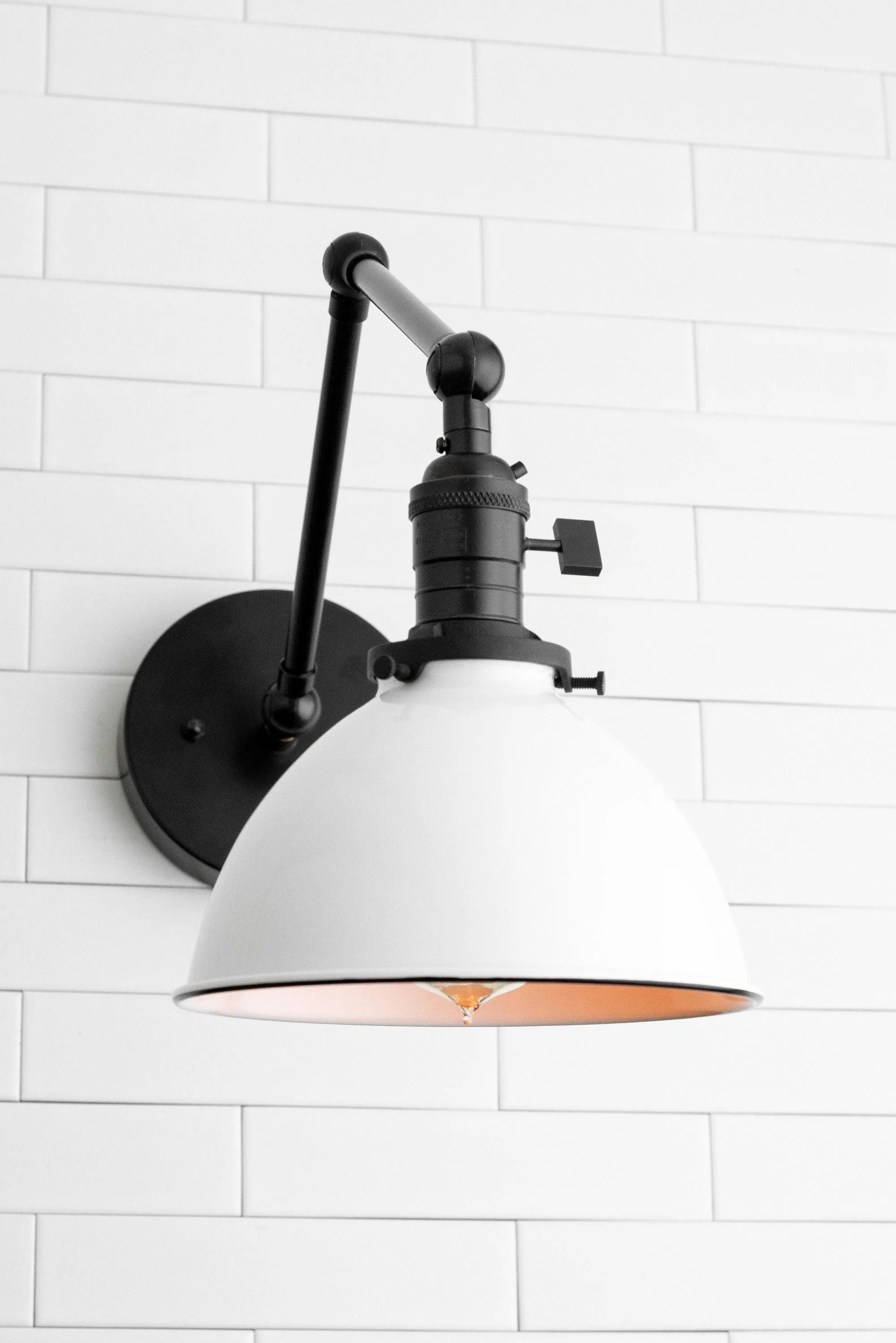 Conique Metal Vintage Industrial Swing Arm Wall Lamp - Adjustable Dome Shade for Study T313