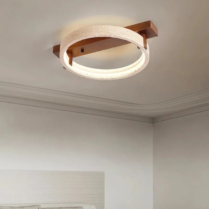 Modern Ring Horizon Travertine Ceiling Lamp for Living Room S300