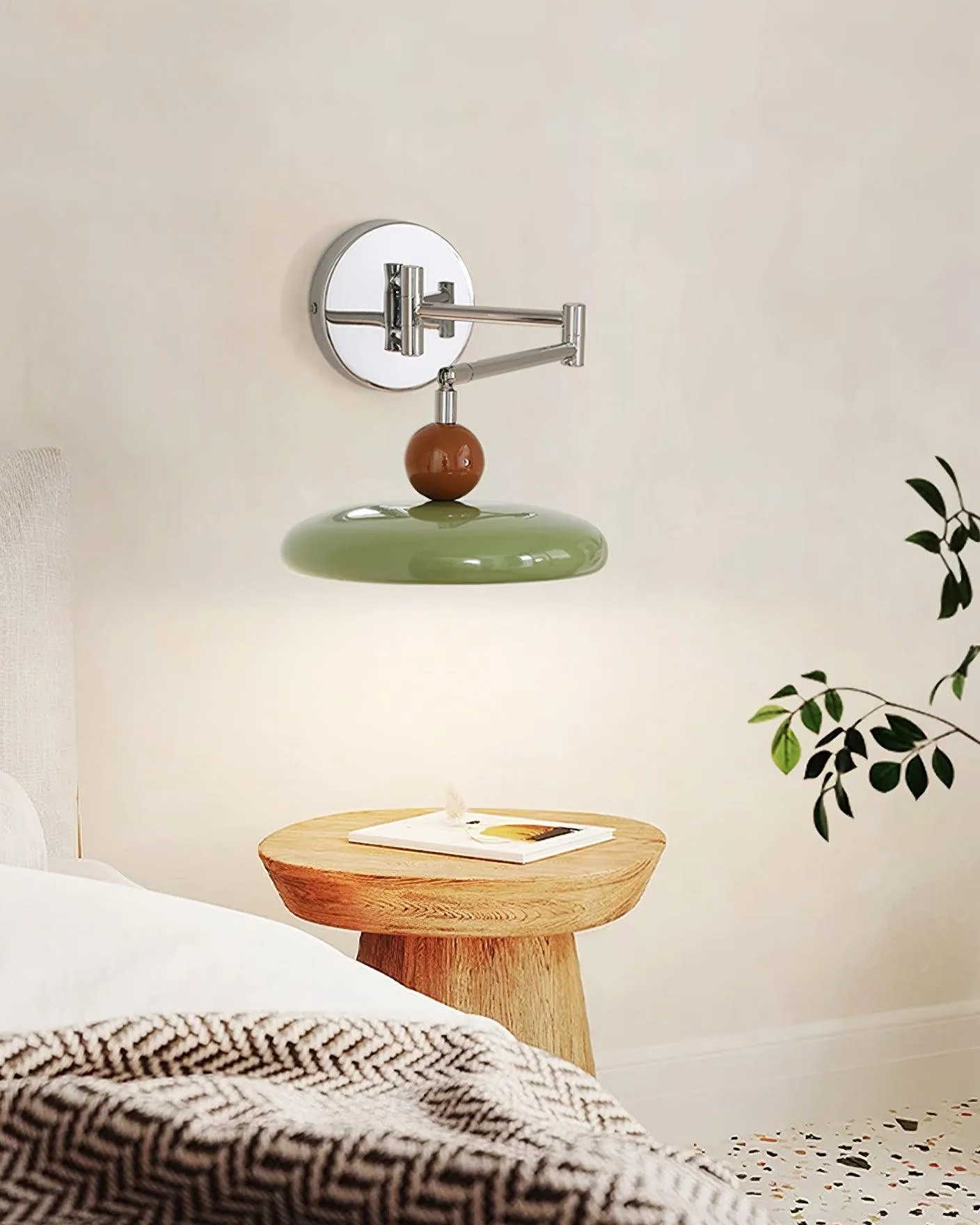 Cream Style Adjustable Swing Arm Disc Reading Wall Lamp M141