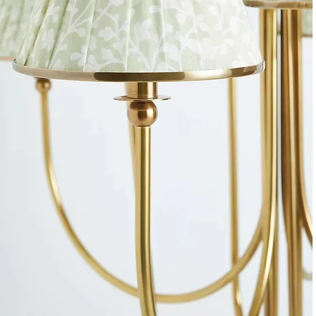 Ruchee Chandelier - Layered Fabric Shade Brass Ceiling Light for Dining or Living Spaces T710