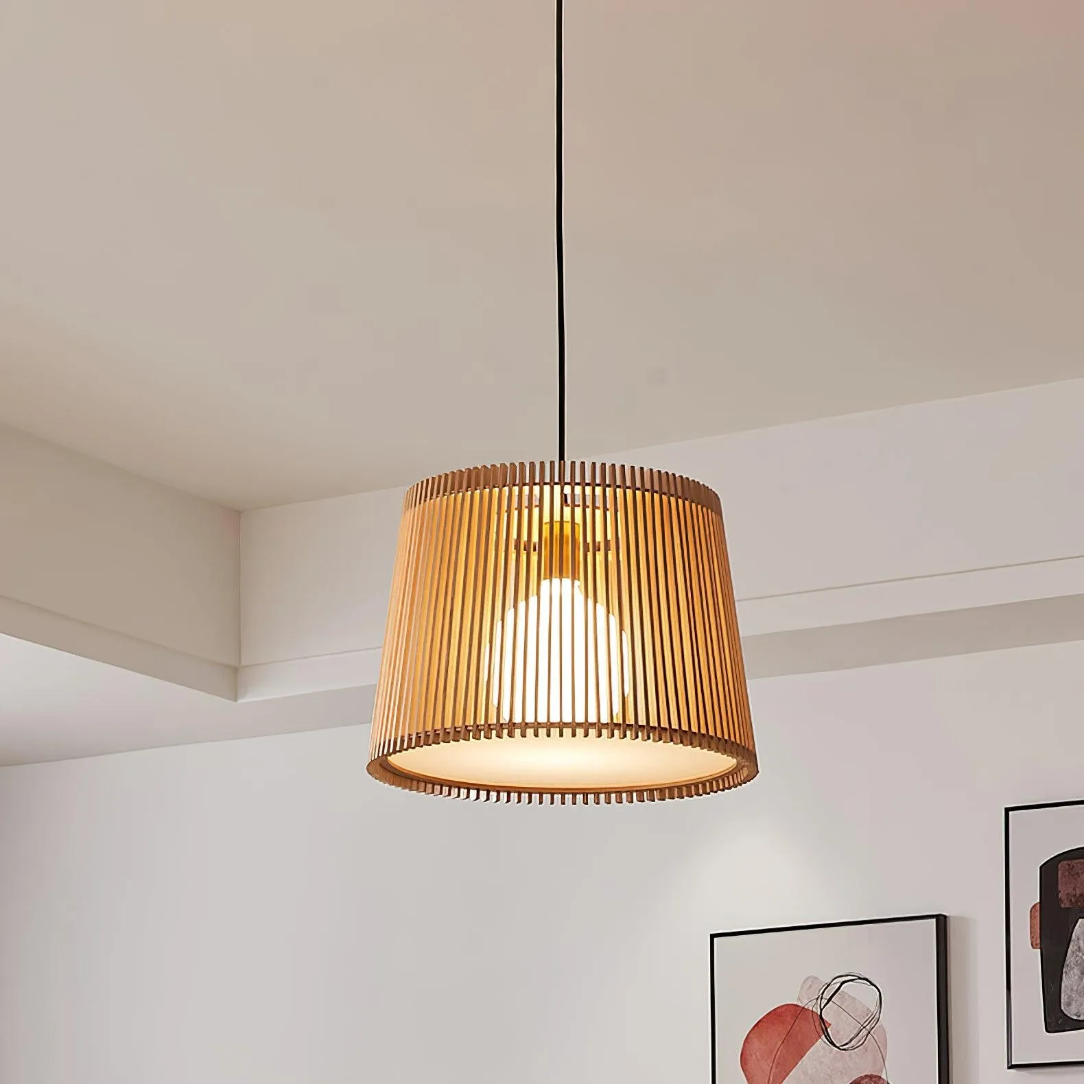 Wooden Log Color Cage Pendant Light M319