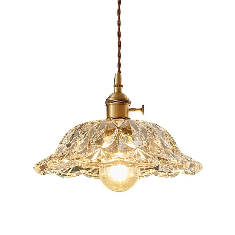 Nordic Vintage Flower Glass Pendant Light S67