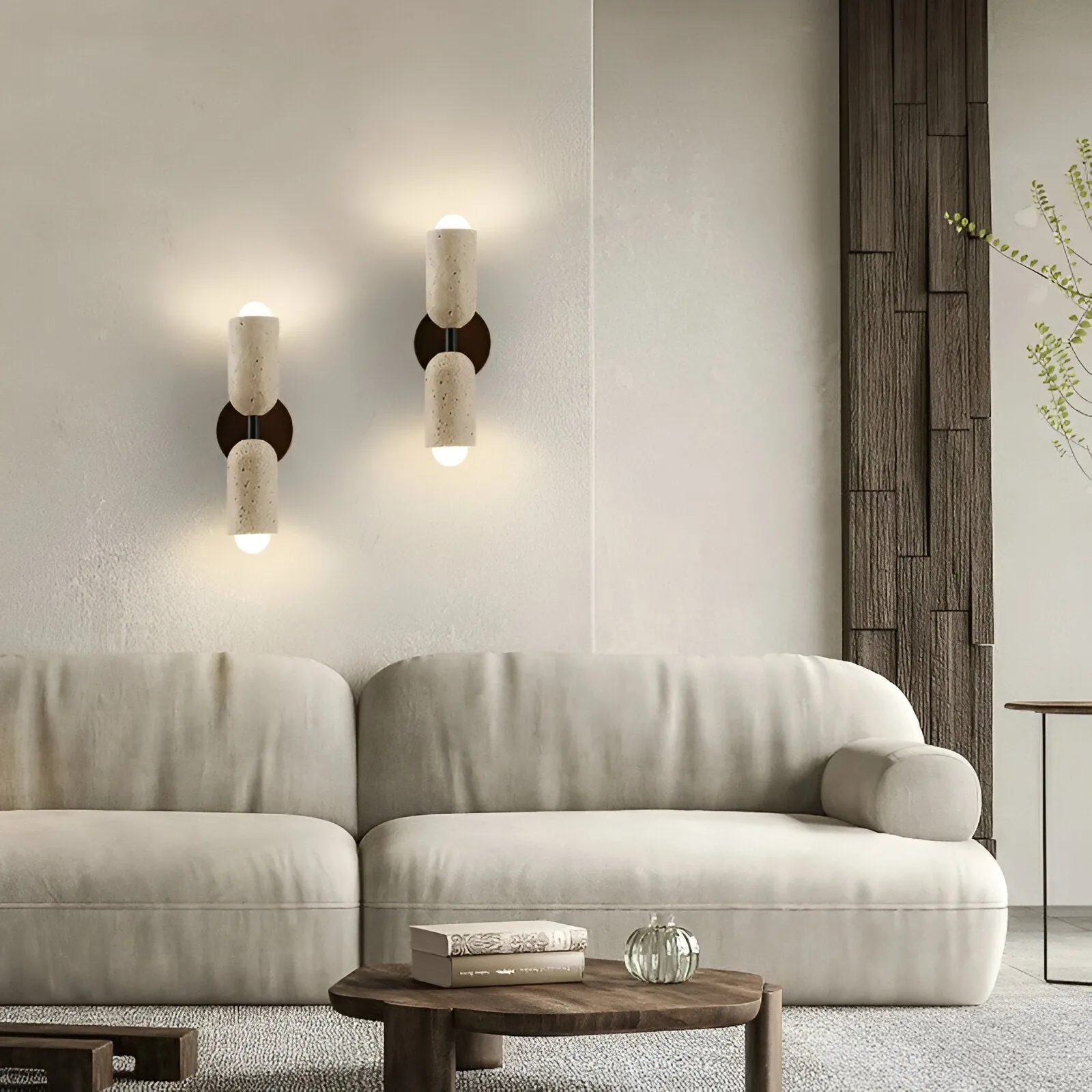 Merrill Travertine and Wood LED Wall Light T2186