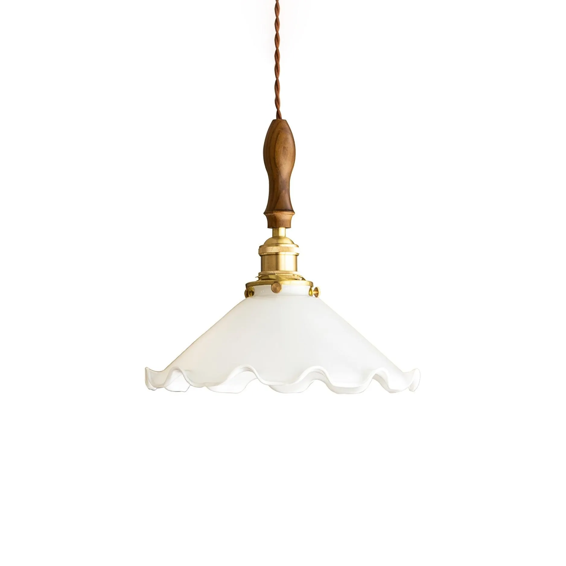 Vintage White Glass Skirted Pendant Lamp M366