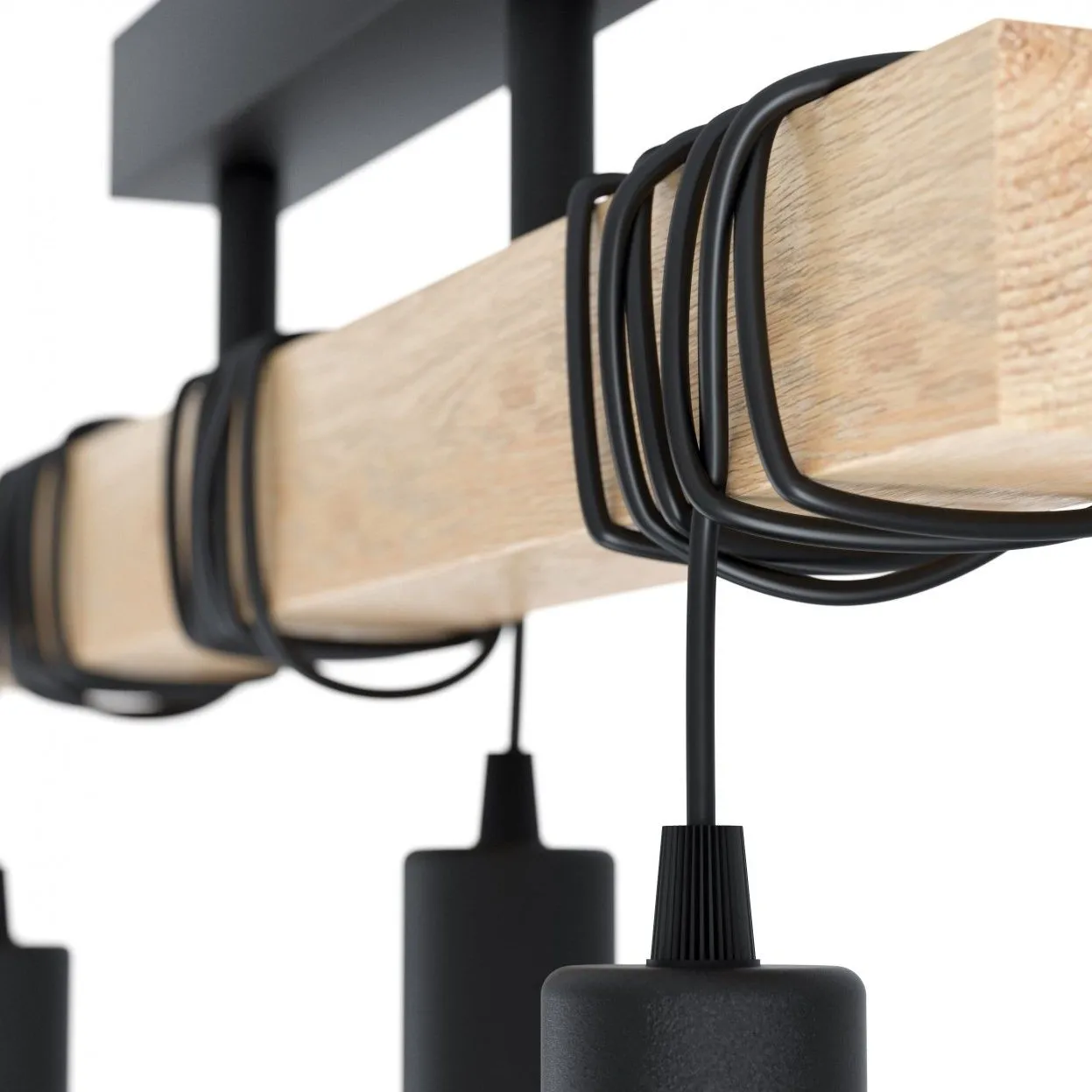 TOWNSHEND 4 Light Wooden Pendant Lamp