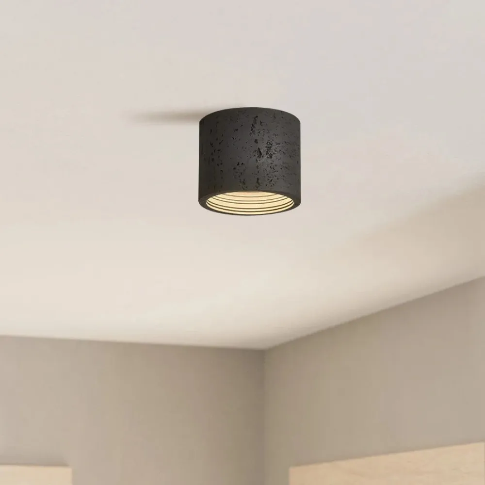 Cylindrical Ceiling Light - Modern Travertine Living Room M72
