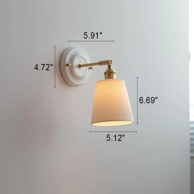 Vintage Ceramic & Brass Wall Sconce – Elegant Lighting for Bedrooms & Hallways T265