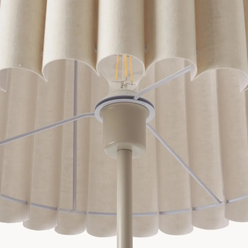 Velura Stand Floor Lamp - Beige Linen Shade and Metal Stand T1070