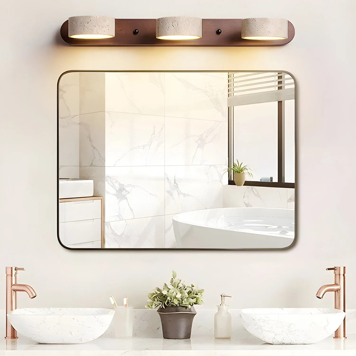 Travertine Walnut Multi Light Sconce - Bedroom Wall Lamp G115
