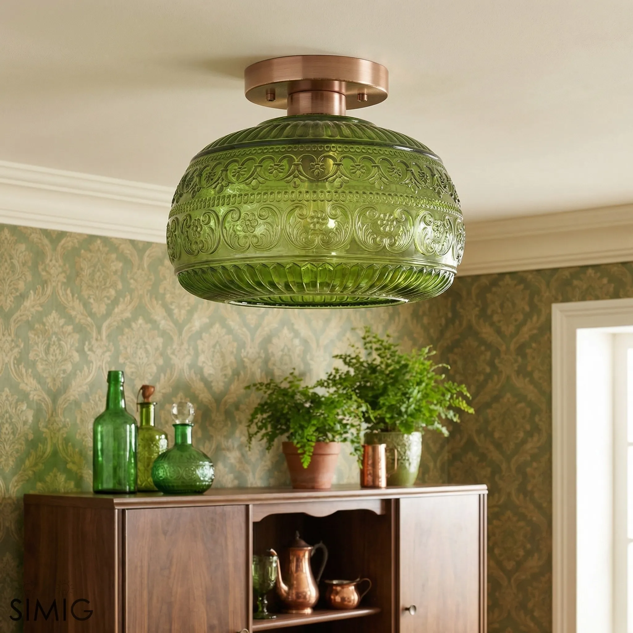 Lurex Engraved Textured Glass Flush Mount - Classic Entryway Decorative Light U21