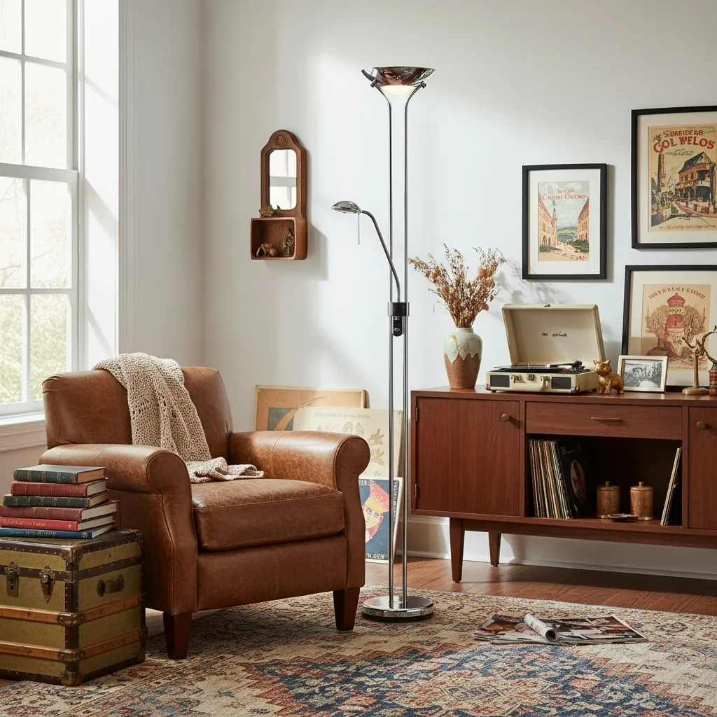 Linexis Art Deco Metal & Opal Glass Floor Lamp - Dual-Light Design for Modern Interiors T942