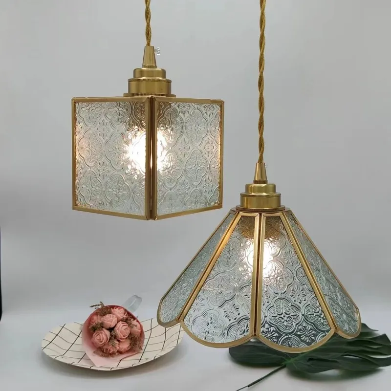 Japanese Vintage Begonia Glass Pendant Light