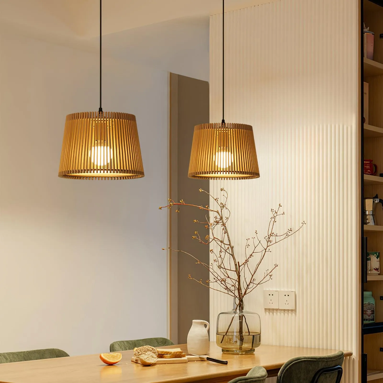 Wooden Log Color Cage Pendant Light M319