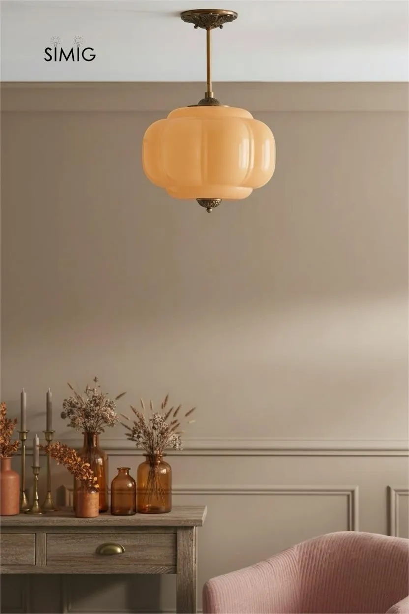 Eloise Vintage Glass Pendant Light - Elegant Design Semi-Flush Mount Light G53