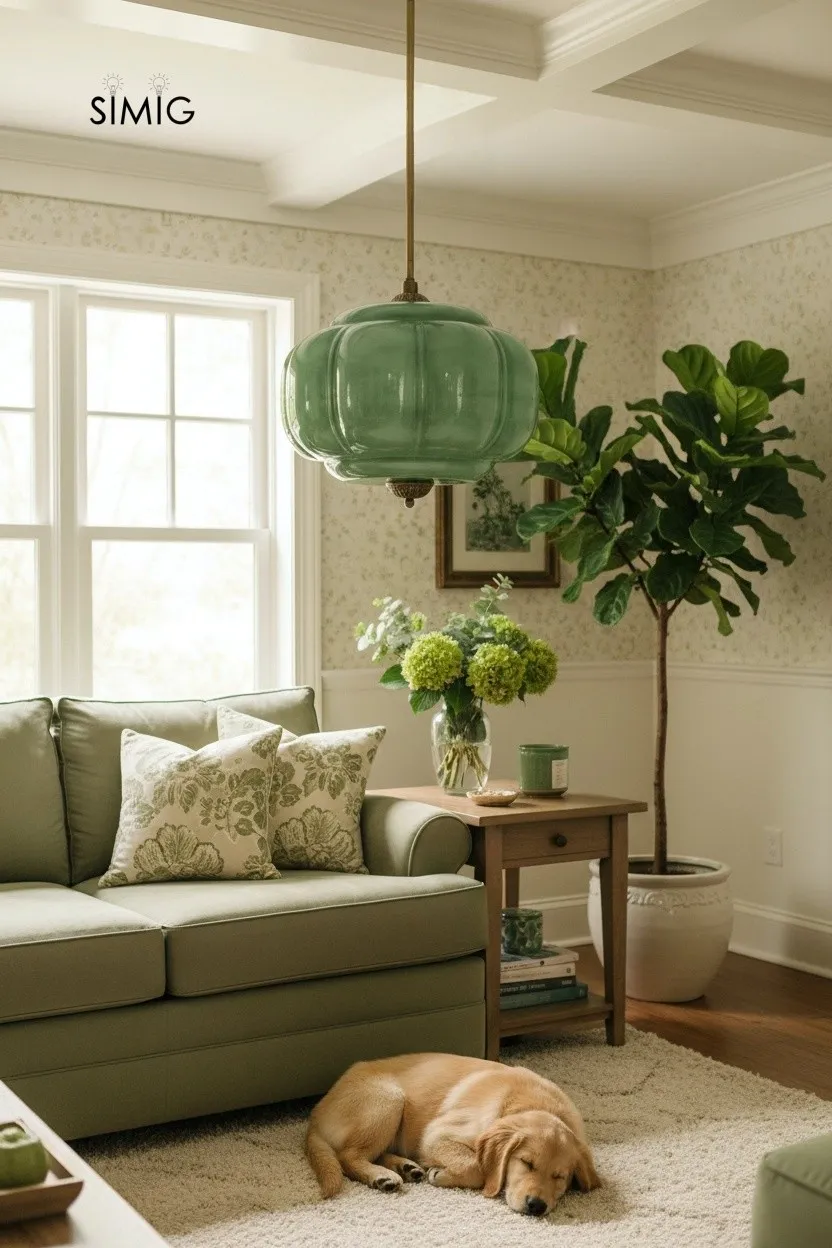 Eloise Vintage Glass Pendant Light - Elegant Design Semi-Flush Mount Light G53