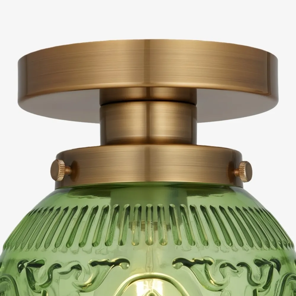 Naveliro Globe Glass Semi Flush Ceiling Lamp - Timeless Retro Bedroom Lighting T1082
