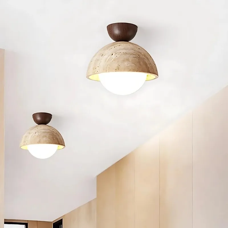 Modern Semicircular Ceiling Light – Travertine Retro Finish S296